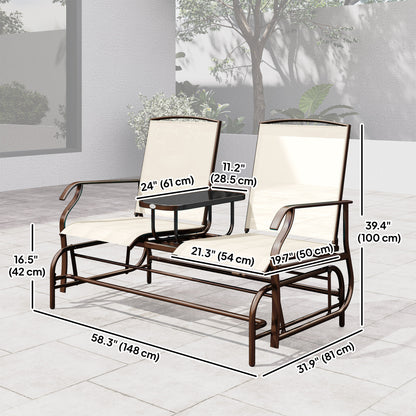 Patio Glider Rocking Chair 2 Person Outdoor Loveseat Rocker Garden Furniture Bench, Beige