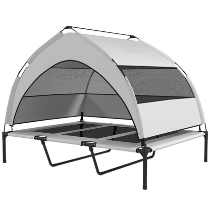 Elevated Dog Bed with Removable Canopy, Portable Outside Raised Pet Cot, Storage Bag, 48" x 36" x 37"