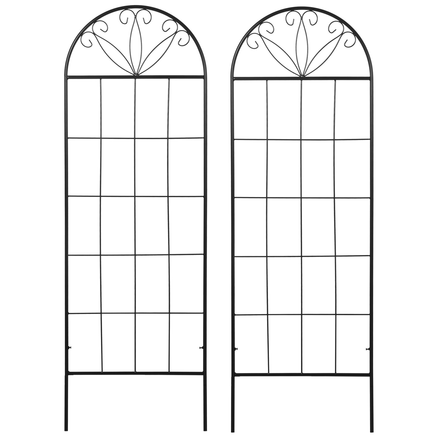 Metal Garden Trellis Pack of 2 for Climbing Plants, Arched Grid Trellis Panels, 20" x 60", Black