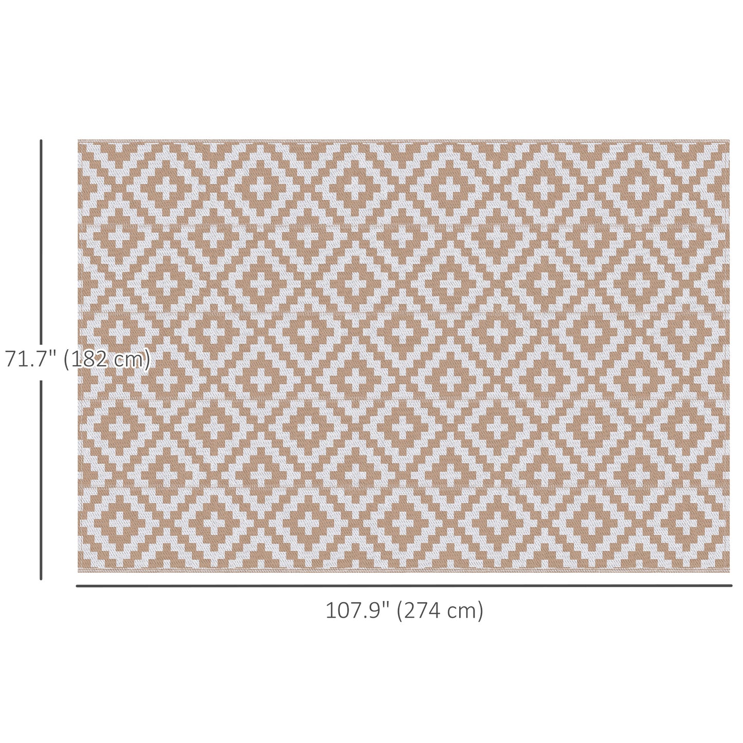 Reversible Outdoor RV Rug, Patio Floor Mat, 6' x 9' Plastic Straw Rug for Backyard, Deck, Beach, Camping, Coffee & White