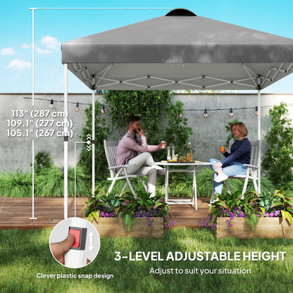10' x 10' Pop Up Canopy Tent with 2 Half Sidewalls, UV50+ Height Adjustable Instant Sun Shelter, Dark Grey