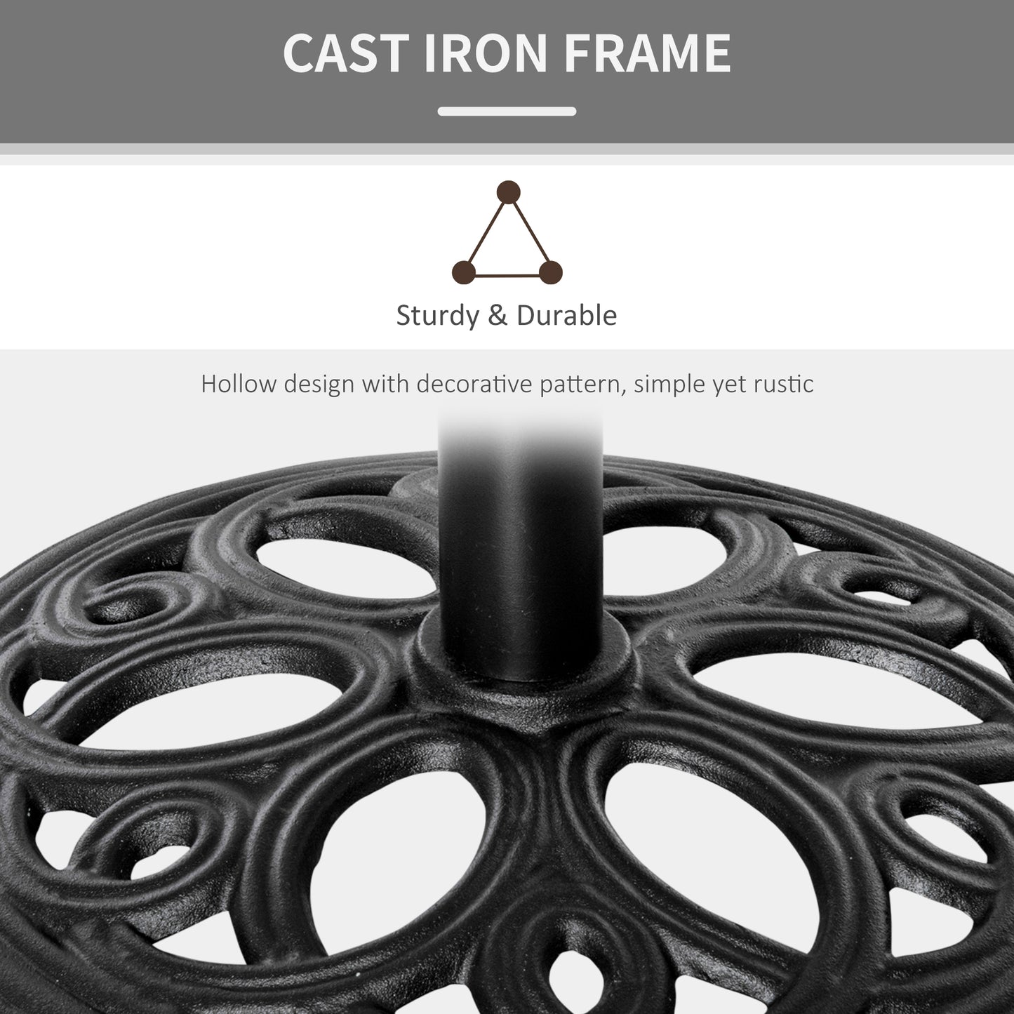 25lbs Cast Iron Round Patio Umbrella Base Stand, Umbrella Holder for Outdoor, Patio, Garden, Deck and Beach, Fit Dia. 1.5", 2" Pole, Black
