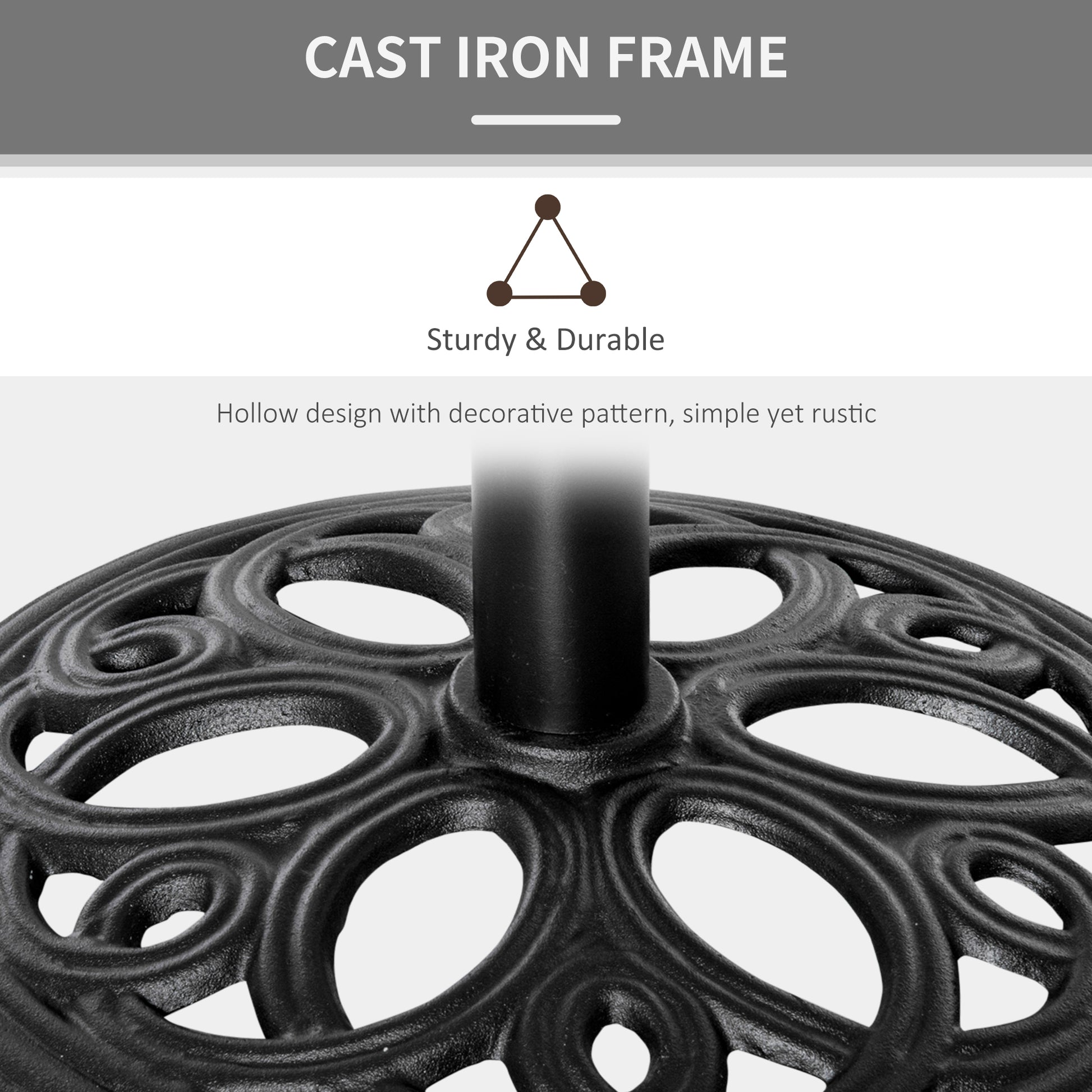25lbs Cast Iron Round Patio Umbrella Base Stand, Umbrella Holder for Outdoor, Patio, Garden, Deck and Beach, Fit Dia. 1.5", 2" Pole, Black
