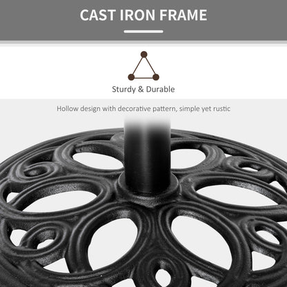 25lbs Cast Iron Round Patio Umbrella Base Stand, Umbrella Holder for Outdoor, Patio, Garden, Deck and Beach, Fit Dia. 1.5", 2" Pole, Black