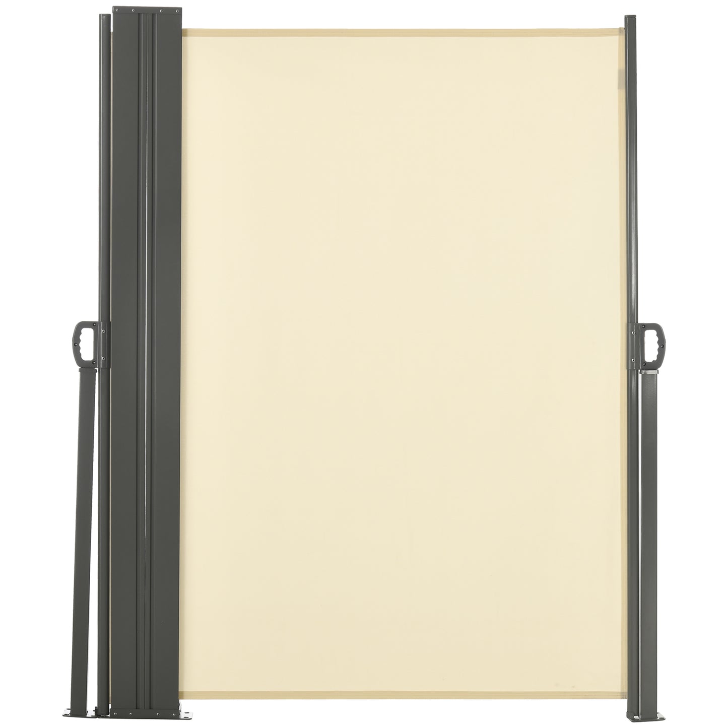 236" x 71" Outdoor Privacy Wall, Double Retractable Side Awning, Patio Screen for Garden, Balcony, Cream White