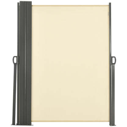 236" x 71" Outdoor Privacy Wall, Double Retractable Side Awning, Patio Screen for Garden, Balcony, Cream White