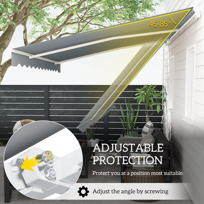 13' x 8' Manual Retractable Patio Awning Sun Shade Outdoor Deck Window Door Canopy Shelter Aluminum Frame Grey