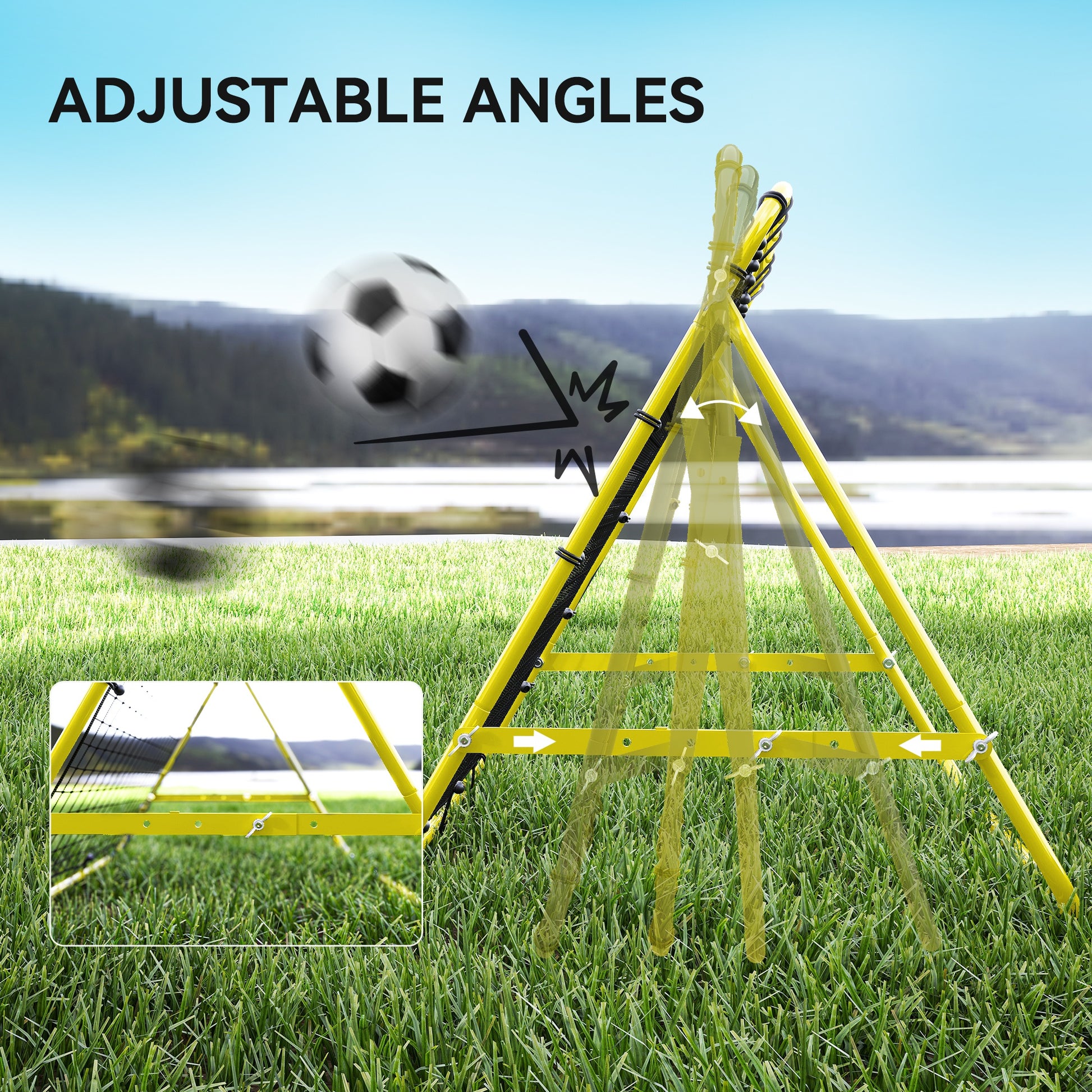 Volleyball Rebounder Net Football Training Aid Kickback Target Play Yellow
