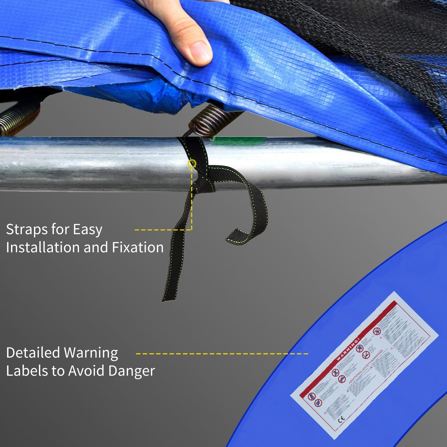 12ft Trampoline Pad, Trampoline Replacement Safety Pad Mat Spring Cover, Water-Resistant, UV-Resistant, Tear-Resistant Edge Protection, No Holes for Pole, Colorful