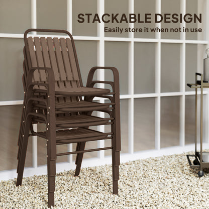 Stackable Outdoor Dining Chairs Set of 4, for Patio, Balcony, Deck, Garden, Dark Brown