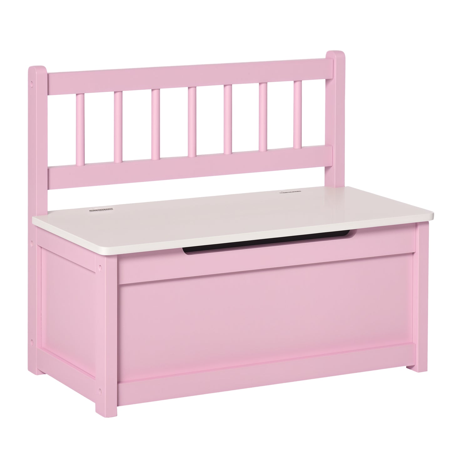 Qaba 2-in-1 Kids Toy Box Storage Organizer Chest Cabinet Chunk Cube with Safety Pneumatic Rod, Pink