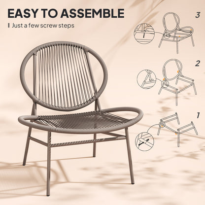 Rattan Bistro Set, 3 Pieces Wicker Patio Furniture Set, Acapulco Chairs and Steel Table for Porch, Balcony, Light Grey