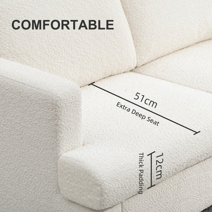 54.3" Loveseat Sofa, 2 Seater Sofa with Removable Cushions, Small Couch with Wood Frame for Living Room, Cream White