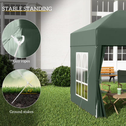 6.6'x6.6' Pop Up Canopy Tent with Sidewalls, Instant Sun Shelter Camping Gazebo with Carry Bag, for Outdoor, Garden, Patio, Green