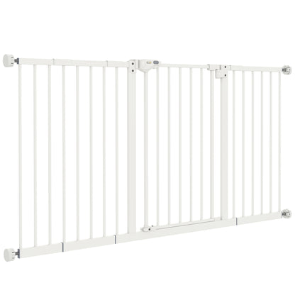 30 Inch Tall Pet Gate with Door Dog Gate and Barrier Indoor for Stairs Includes 7", 8", 12" Extensions Kit