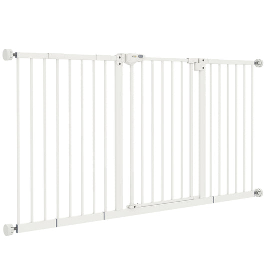30 Inch Tall Pet Gate with Door Dog Gate and Barrier Indoor for Stairs Includes 7", 8", 12" Extensions Kit