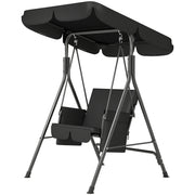 1-Seat Outdoor Porch Swing Patio Swing with Adjustable Canopy, Removable Seat and Back Cushion for Garden, Poolside