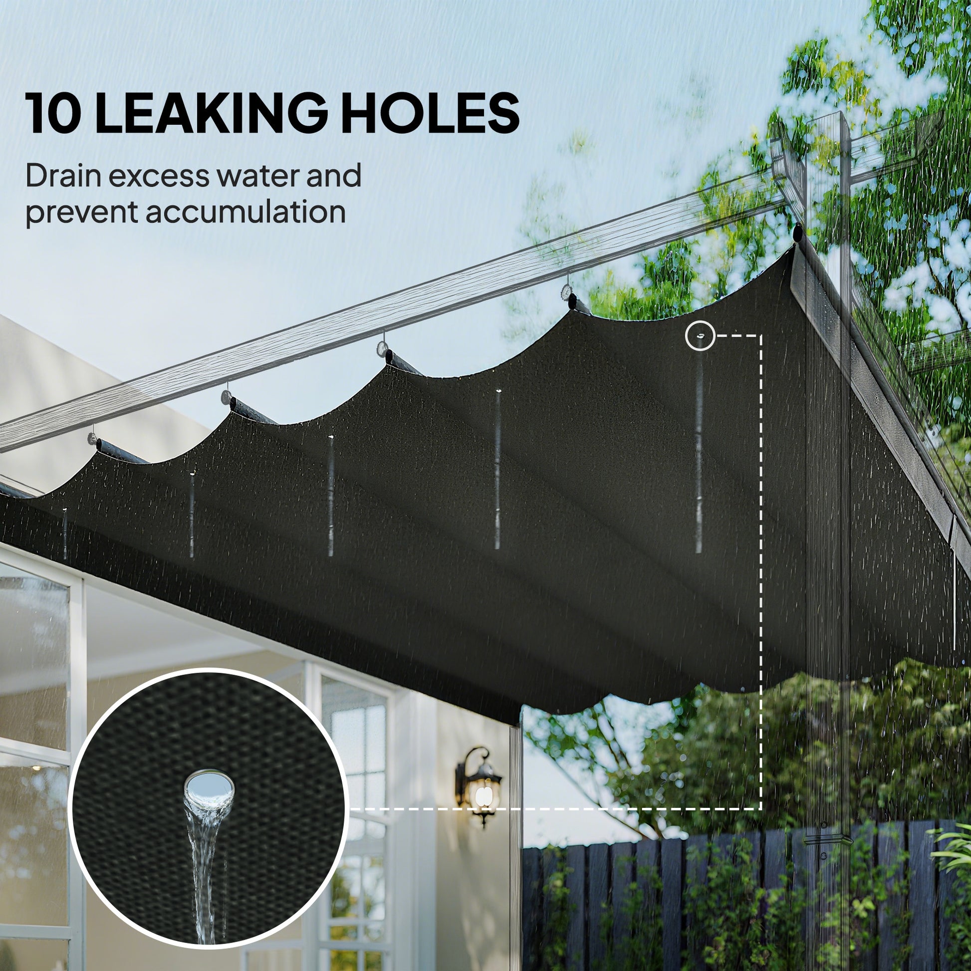 8.2' x 8.4' Retractable Pergola Canopy Replacement for 10' x 10' Frame, Cover Replacement (Cover Top Only), Dark Grey