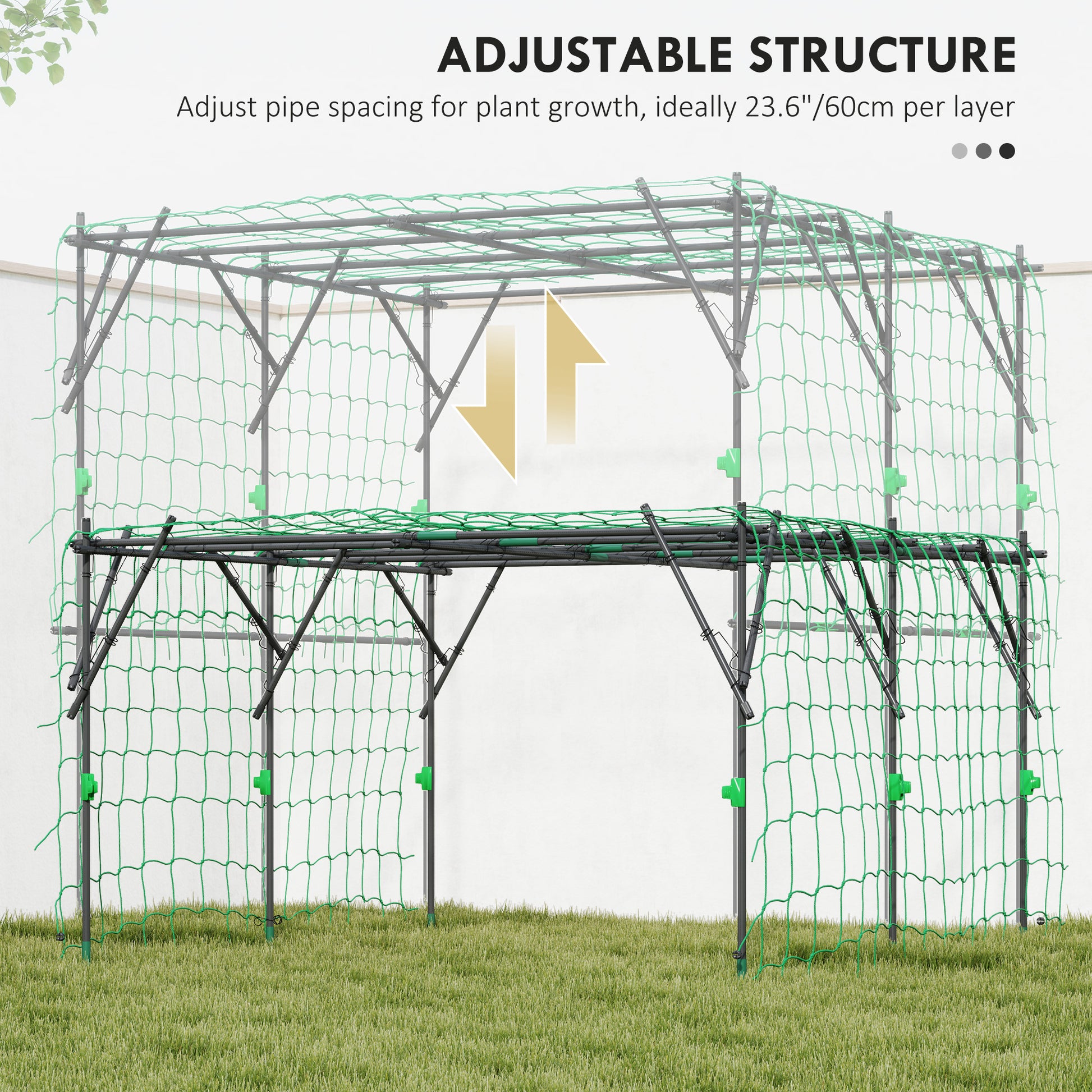 Garden Arch Cucumber Trellis for Climbing Plants, 7.3 FT Tall Metal Plant Trellis Support with Climbing Net, Black