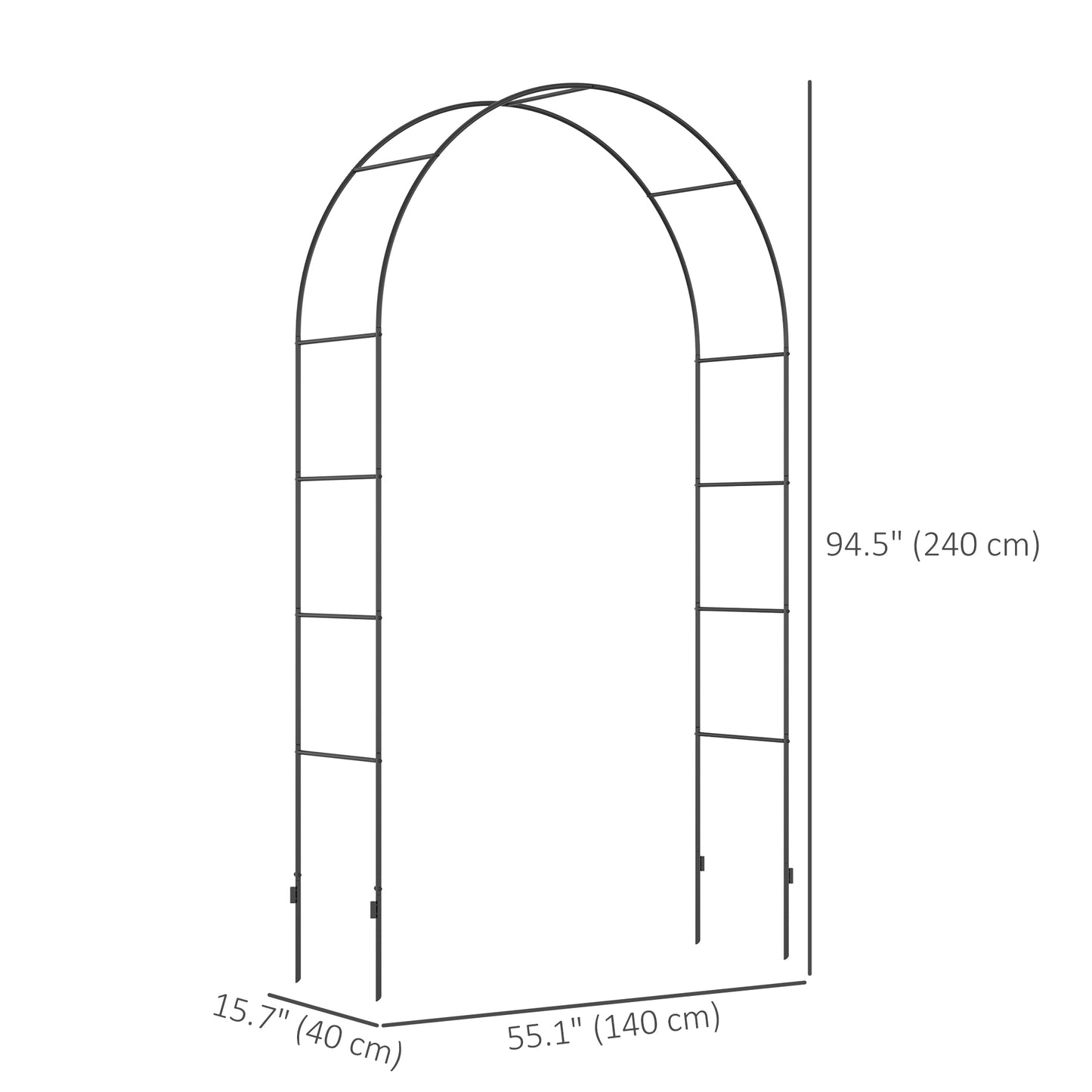 7.9FT Garden Arch Trellis, Metal Arch, Outdoor Garden Arbor for Climbing Plants, Wedding Decoration
