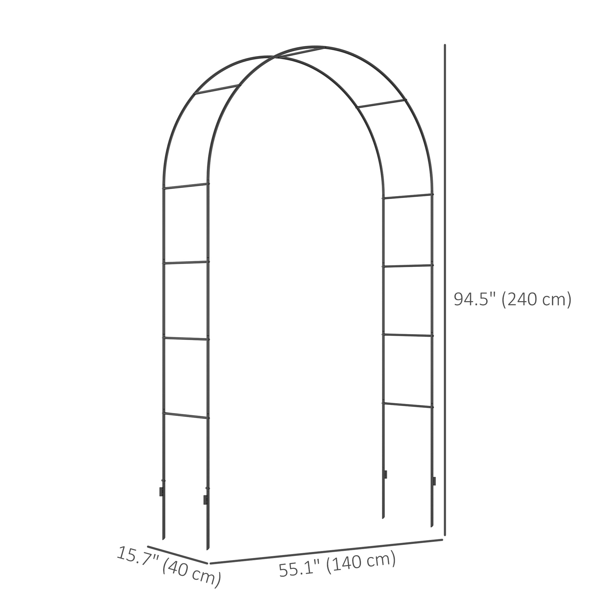 7.9FT Garden Arch Trellis, Metal Arch, Outdoor Garden Arbor for Climbing Plants, Wedding Decoration