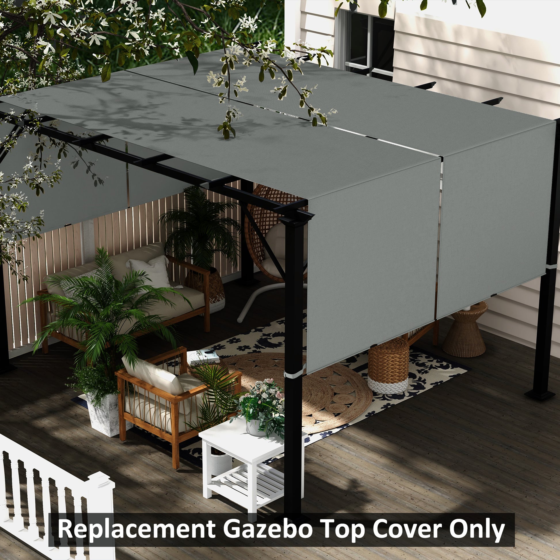 2 Pcs UV Protection Pergola Replacement Canopy, Pergola Shade Cover, Easy to Install, for 10' x 10' Pergola, Dark Grey