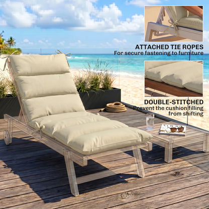 Outdoor Lounge Chair Cushion with Zipper Reversible Chaise Lounge Cushion for Patio Indoor/Outdoor Beige