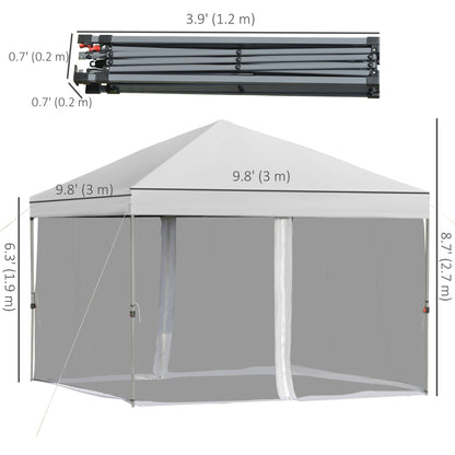 10' x 10' Pop-Up Canopy Tent Outdoor Party Tent, 3-Level Adjustable Height, Silver