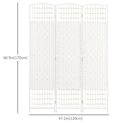 3 Panel Folding Room Divider, Portable Privacy Screen, Wave Fiber Room Partition for Home Office, White