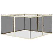 Replacement Mosquito Netting for Gazebo 13' x 13' Black Screen Walls for Canopy with Zippers for Parties and Outdoor Activities, Cream White