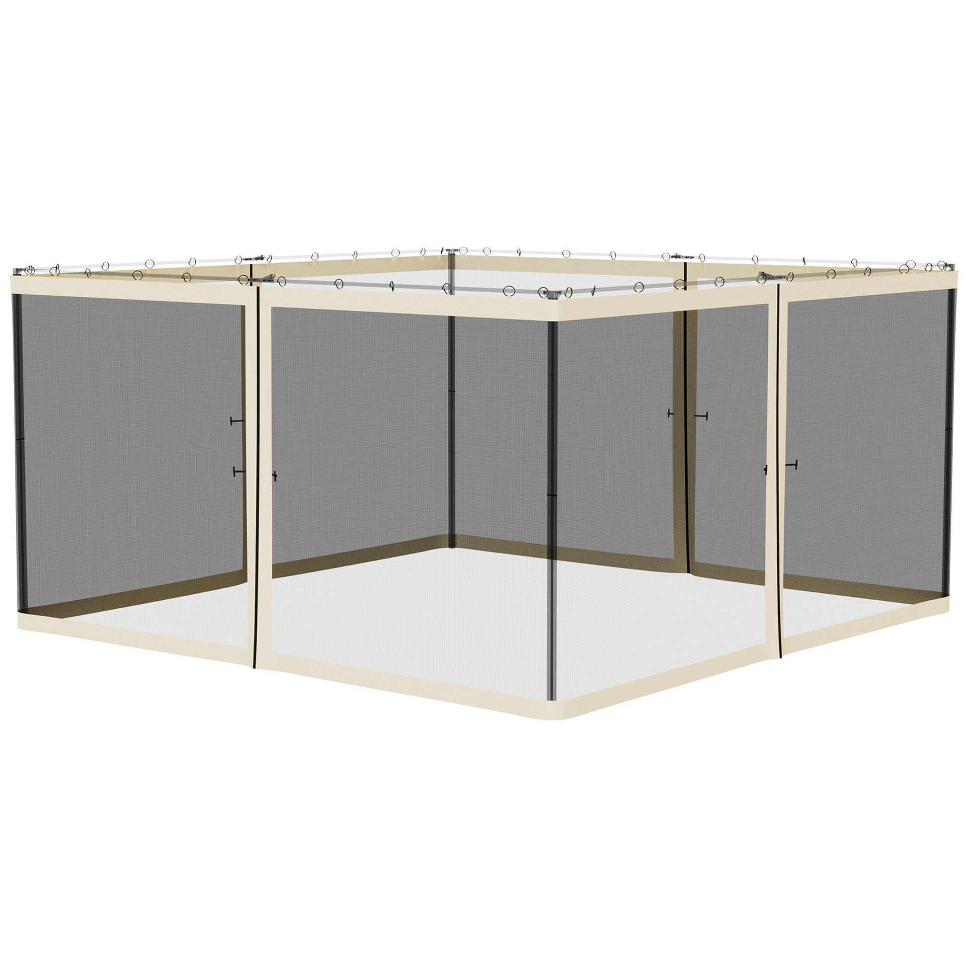 Replacement Mosquito Netting for Gazebo 13' x 13' Black Screen Walls for Canopy with Zippers for Parties and Outdoor Activities, Cream White