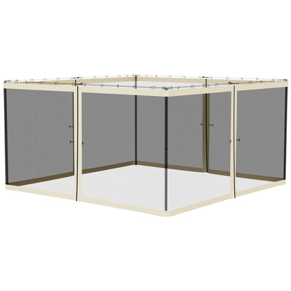 Replacement Mosquito Netting for Gazebo 13' x 13' Black Screen Walls for Canopy with Zippers for Parties and Outdoor Activities, Cream White