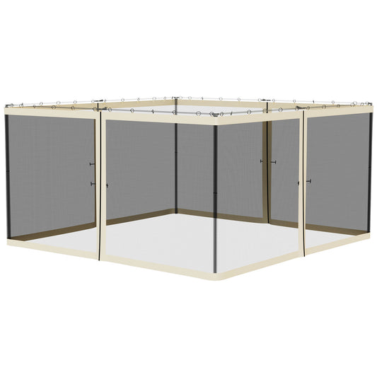 Replacement Mosquito Netting for Gazebo 13' x 13' Black Screen Walls for Canopy with Zippers for Parties and Outdoor Activities, Cream White