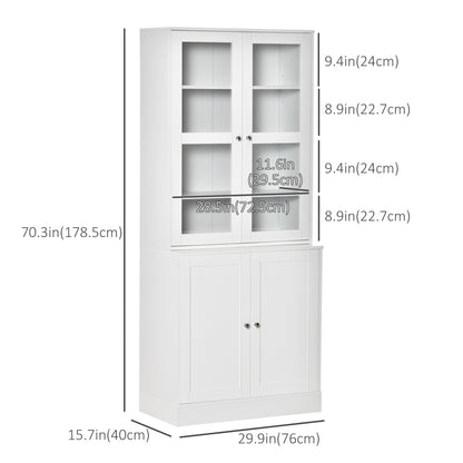 71" Bookcase Storage Cabinet with Doors, Modern Tall Bookshelf with 2 Adjustable Shelves, Display Unit for Study, Living Room, Home Office, White