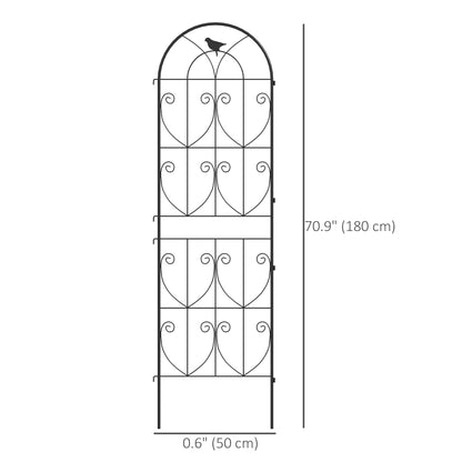 Set of 2 Metal Garden Trellis, Decorative Trellis Panels, Bird Design, 180 x 50 cm, Black