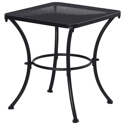 Square Outdoor Side Table, Metal Outdoor Patio Table, Garden Coffee Side Bistro Tables with Mesh Grid Top for Balcony, Porch, Backyard, 17.7" x 17.7" x 19.7", Black