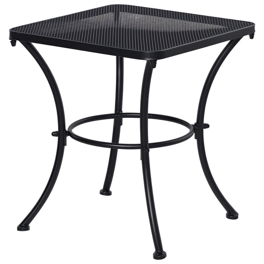 Square Outdoor Side Table, Metal Outdoor Patio Table, Garden Coffee Side Bistro Tables with Mesh Grid Top for Balcony, Porch, Backyard, 17.7" x 17.7" x 19.7", Black