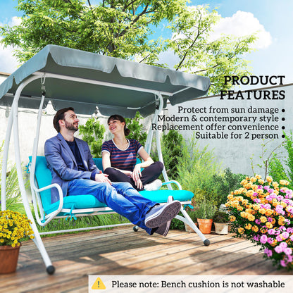 2 Seater Garden Bench Cushion, Soft Thick Outdoor Non-Slip 2 Seater Soft Pad With Backrest for Garden Patio, 47" x 43" x 5", Turquoise
