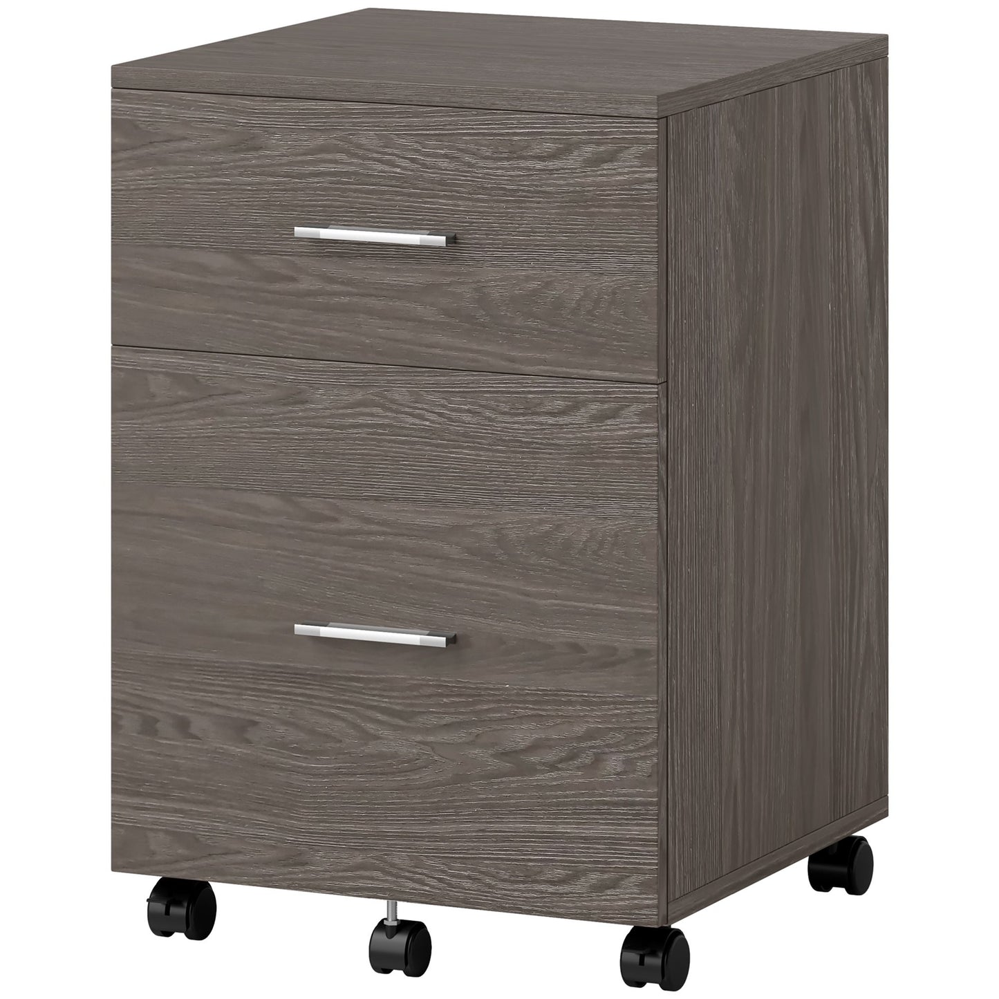 Mobile Filing Cabinet, Vertical File Cabinet with 2 Drawers, Wheels, for Letter or A4 File, Grey
