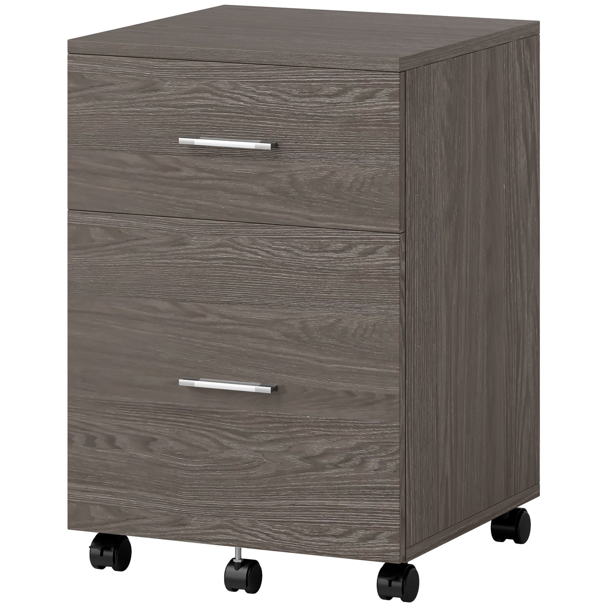 Mobile Filing Cabinet, Vertical File Cabinet with 2 Drawers, Wheels, for Letter or A4 File, Grey