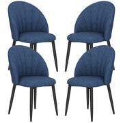 Modern Dining Chairs Set of 4, Upholstered Dining Room Chairs with Metal Legs, Shell Backrest, Padded Seat, Blue