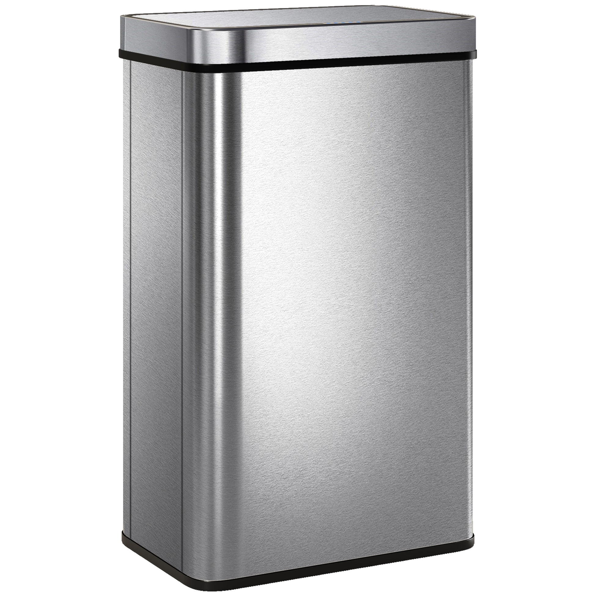 15.9 Gallon Sensor Can, Automatic Garbage Can with Soft-Close Lid, Fingerprint-Proof Stainless Steel, Silver