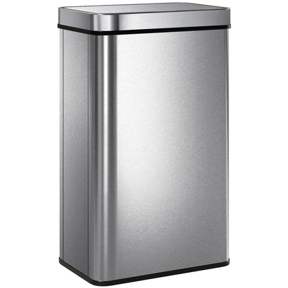 15.9 Gallon Sensor Can, Automatic Garbage Can with Soft-Close Lid, Fingerprint-Proof Stainless Steel, Silver