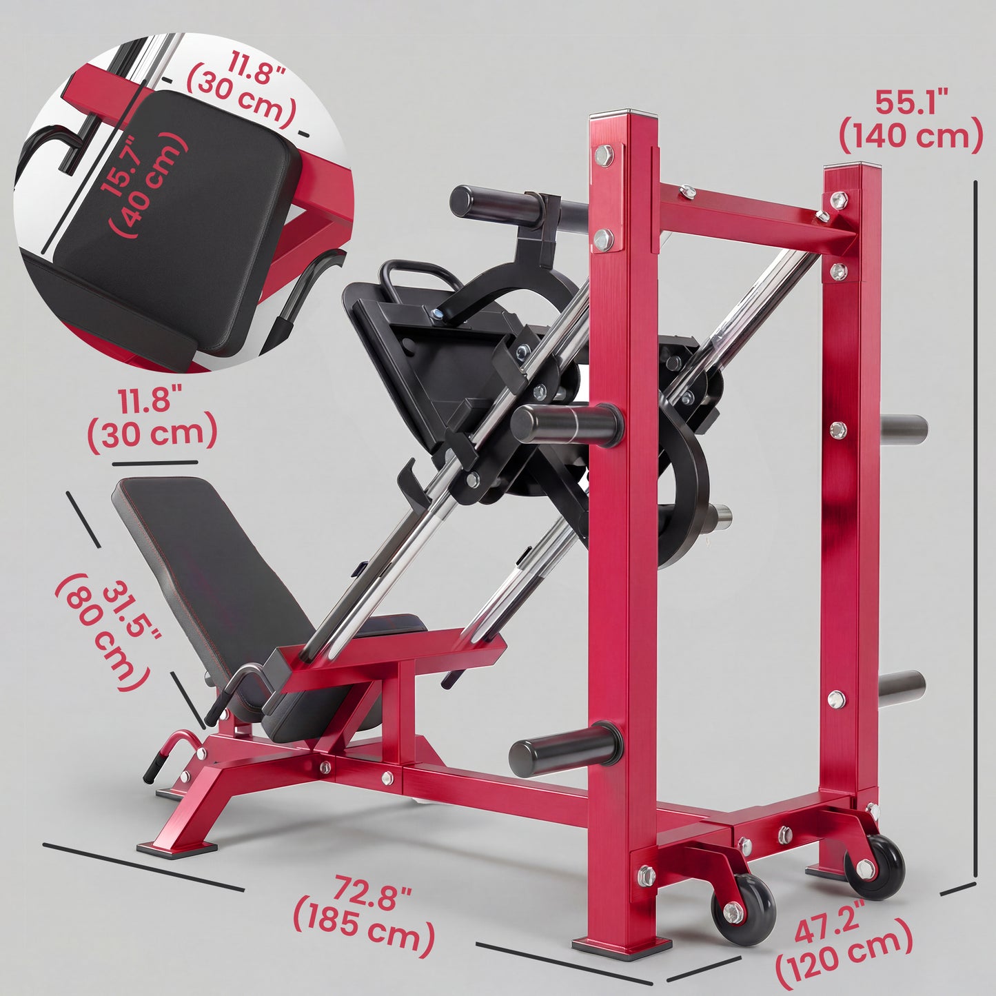 Soozier Leg Press Machine with Wheels and Calf Block, Adjustable Squat Machine for Home Gym, 1000 lbs Capacity