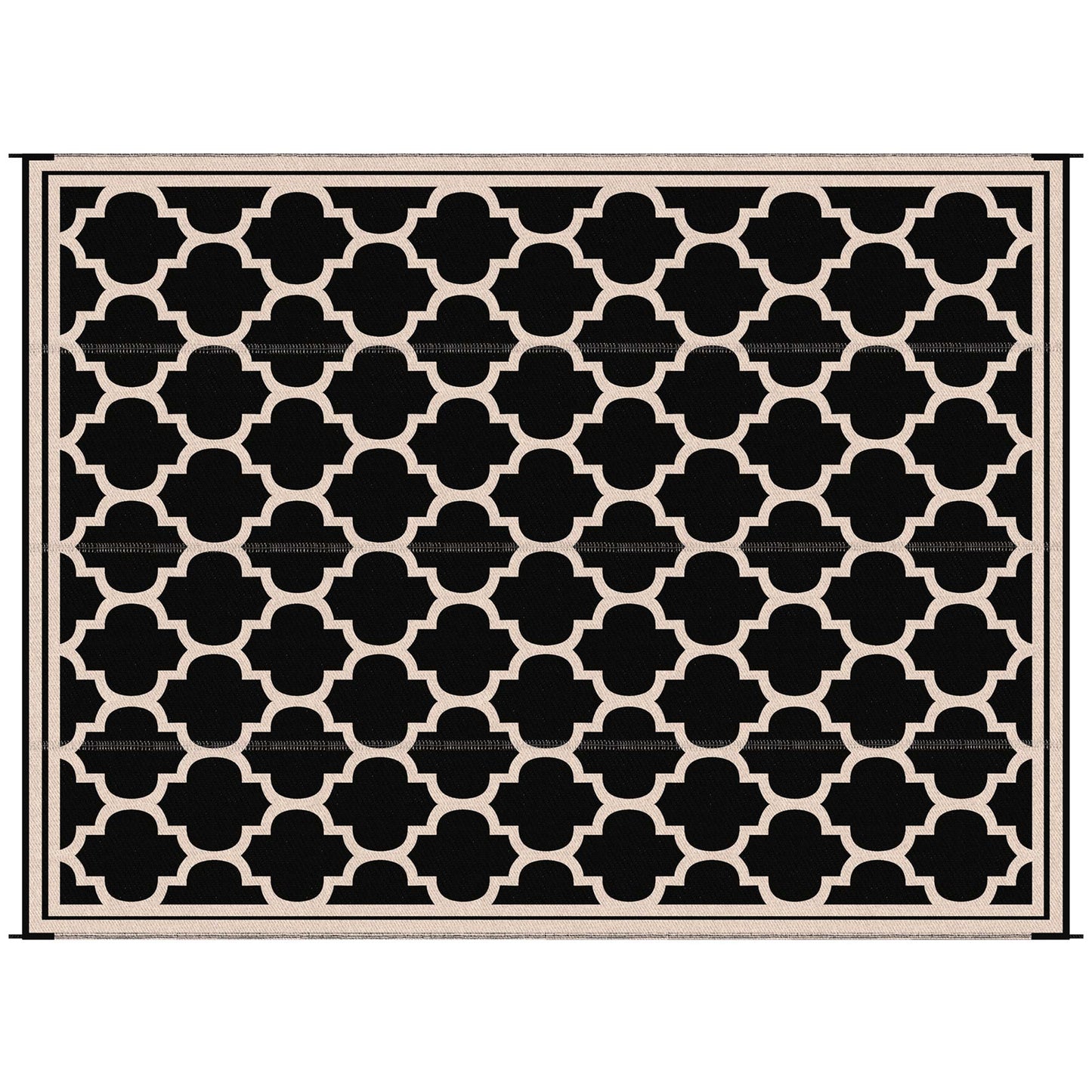 9'x12' Reversible Outdoor RV Rug, Patio Floor Mat, Plastic Straw Rug for Backyard, Deck, Beach, Camping, Black