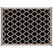9'x12' Reversible Outdoor RV Rug, Patio Floor Mat, Plastic Straw Rug for Backyard, Deck, Beach, Camping, Black