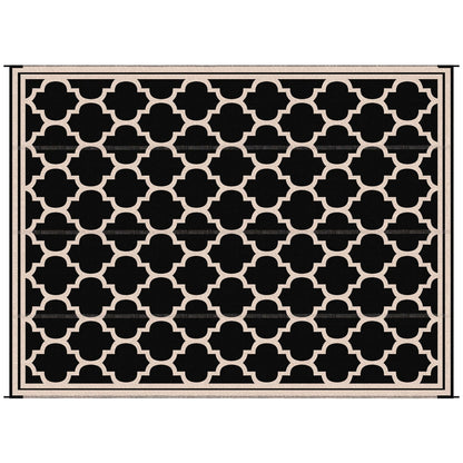 9'x12' Reversible Outdoor RV Rug, Patio Floor Mat, Plastic Straw Rug for Backyard, Deck, Beach, Camping, Black