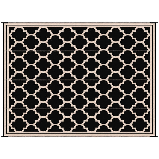 9'x12' Reversible Outdoor RV Rug, Patio Floor Mat, Plastic Straw Rug for Backyard, Deck, Beach, Camping, Black