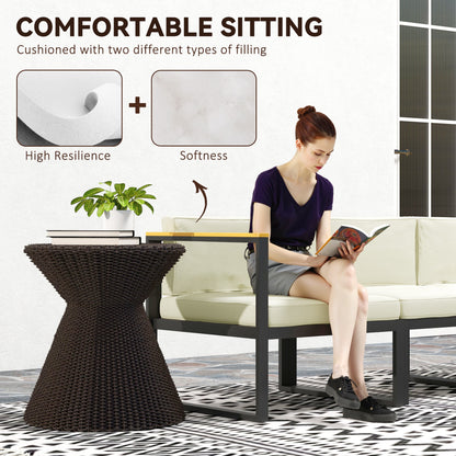 Replacement Cushions for Rattan Furniture, 14 Piece Outdoor Seat Cushion Pad for Patio Set, 7 Seat and 7 Back, Cream