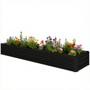 8'x2'x1' Galvanized Raised Bed, Large Elevated Planter Box for Growing Flowers, Herbs and Vegetables, Black